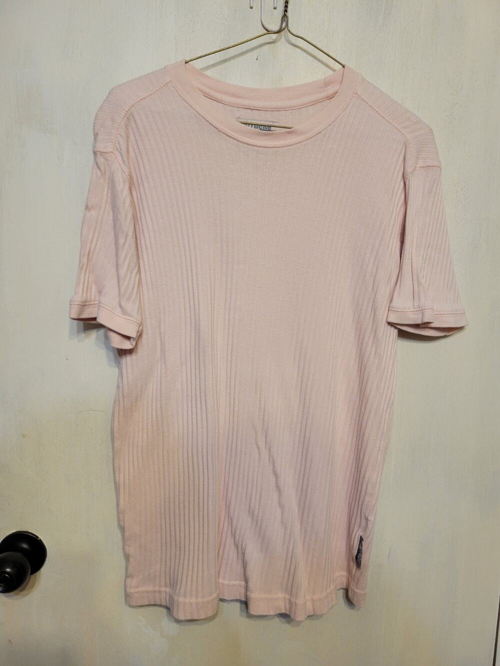 ferruche retro pink ribbed lady top size medium